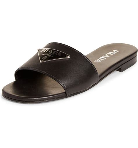 prada triangle logo slides|Prada platform sandals.